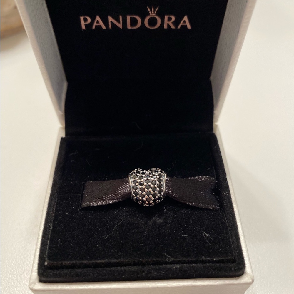 COPY - Pandora Sterling Silver Pave Heart with Black Zirconia Charm
